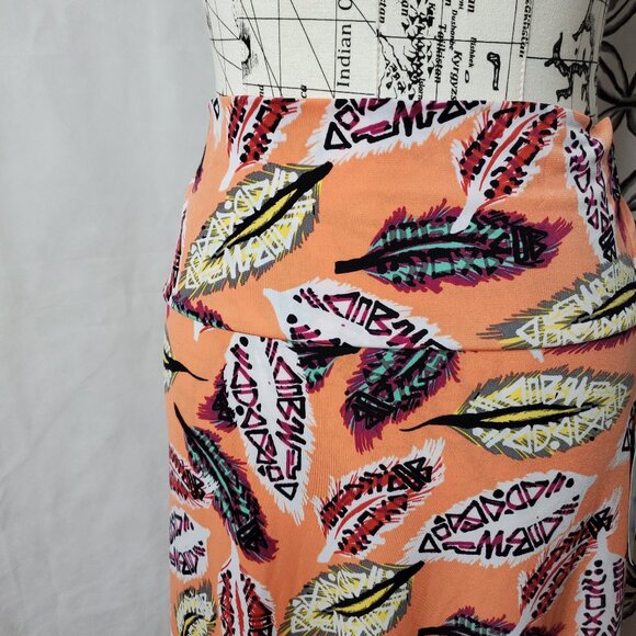 NEW Lularoe Orange with Feather Print Skirt - XL - Picture 3 of 3